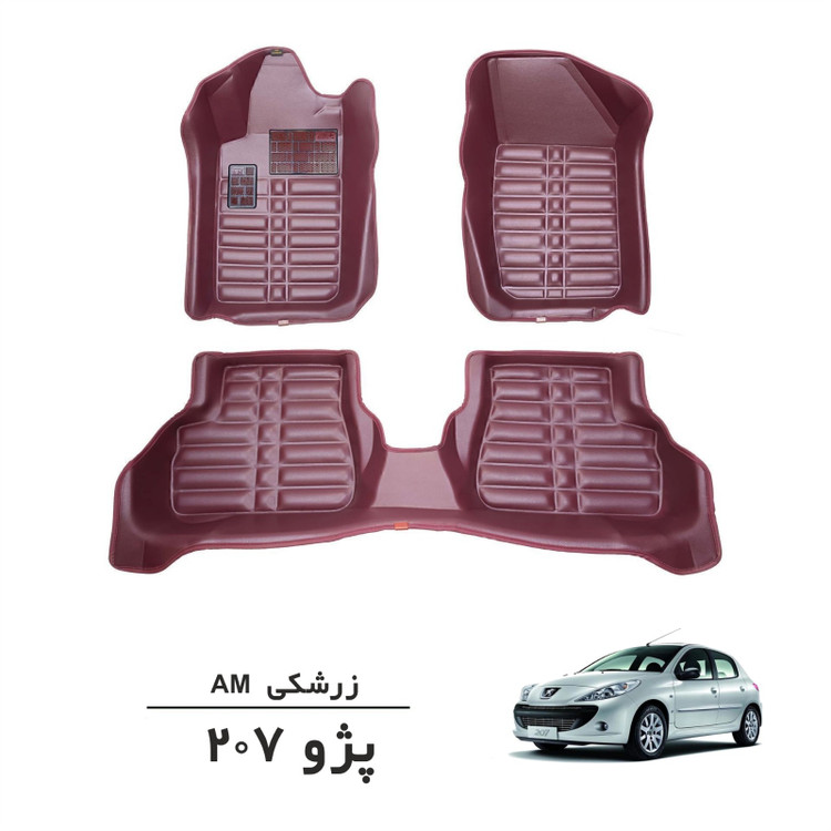 کفپوش سه بعدی پژو 207 زرشکی